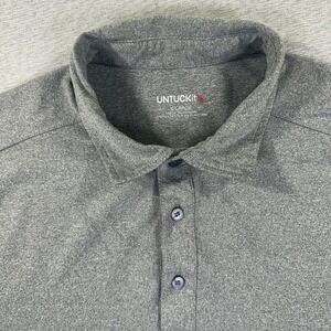 UNTUCKit Clavidor Performance Polo Shirt Mens XL Grey Heather Regular Fit Soft
